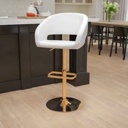 Flash Furniture White Vinyl Adjustable Height Barstool CH-122070-WH-G-GG